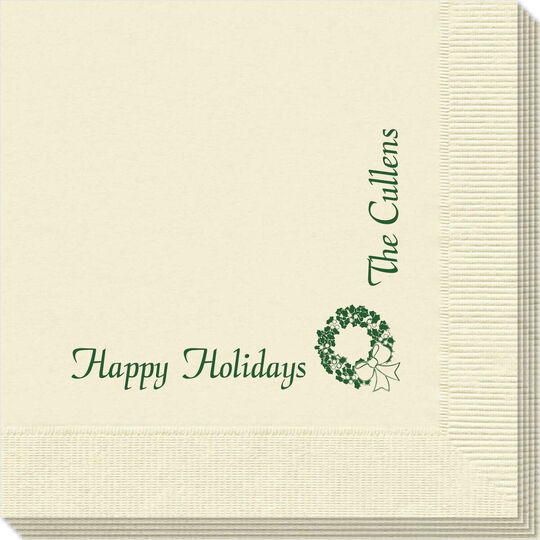 Corner Text with Traditional Wreath Design Napkins